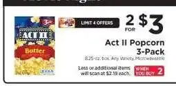 ShopRite Act II Popcorn 3-Pack offer