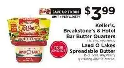 ShopRite Keller's, Breakstone's & Hotel Bar Butter Quarters, Land O Lakes Spreadable Butter offer