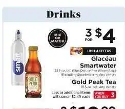 ShopRite Glacéau Smartwater / Gold Peak Tea offer