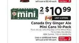 ShopRite Canada Dry Ginger Ale Mini Cans 10-Pack offer