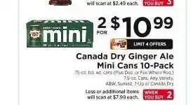 ShopRite Canada Dry Ginger Ale Mini Cans 10-Pack offer