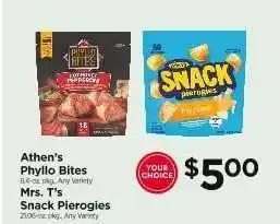 ShopRite Athen's Phyllo Bites / Mrs. T's Snack Pierogies offer
