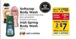 ShopRite Softsoap Body Wash / Irish Spring Body Wash offer