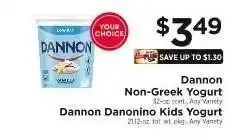 ShopRite Dannon Non-Greek Yogurt / Dannon Danonino Kids Yogurt offer