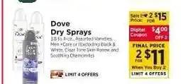 ShopRite Dove Dry Sprays offer
