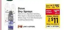 ShopRite Dove Dry Sprays offer