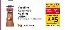 ShopRite Vaseline Advanced Healing Lotion offer