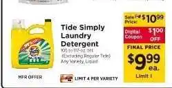 ShopRite Tide Simply Laundry Detergent offer