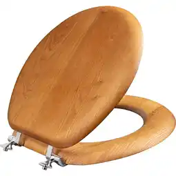 Walmart Mayfair Natural Reflections Round Wood Veneer Toilet Seat in Natural Oak with Chrome Hinge offer