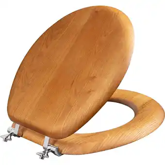 Walmart Mayfair Natural Reflections Round Wood Veneer Toilet Seat in Natural Oak with Chrome Hinge offer