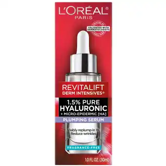 Walmart L'Oreal Paris Revitalift Derm Intensives Hyaluronic Acid Face Serum, Anti-Aging, 1.0 fl oz offer