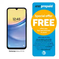 Walmart AT&T Samsung Galaxy A15 5G, 64GB, Blue Black - Prepaid Smartphone offer