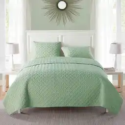 Walmart VCNY Home Nina 3-Piece White Geometric Quilt Set, Full/Queen, Adult, Unisex offer