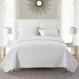 Walmart VCNY Home Nina 3-Piece White Geometric Quilt Set, Full/Queen, Adult, Unisex offer
