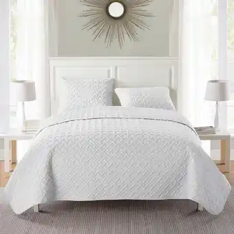 Walmart VCNY Home Nina 3-Piece White Geometric Quilt Set, Full/Queen, Adult, Unisex offer