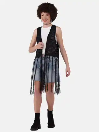 Walmart No Boundaries Women's Crochet Vest with Fringe Trim, Lightweight, Women’s and Women’s Plus offer