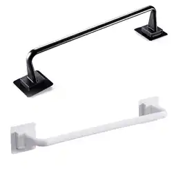 Walmart Self Adhesive Towel Rod Bar Wall Bath Towel Holder Rail Rack for Kitchen Bathroom - 24.5cm - Black offer