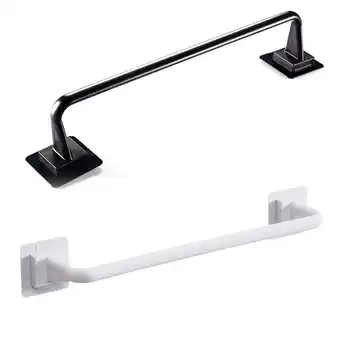 Walmart Self Adhesive Towel Rod Bar Wall Bath Towel Holder Rail Rack for Kitchen Bathroom - 24.5cm - Black offer