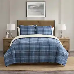 Walmart VCNY Home Plaid 3-Piece Blue Plaid Comforter Set, King, Adult, Unisex offer