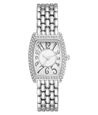 Walmart Time and Tru Heirloom Collection: Silver Tone Wristwatch with Crystal Bezel for Women offer