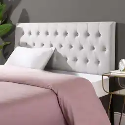 Walmart Zinus Trina Upholstered Metal Headboard, Light Grey, Queen offer