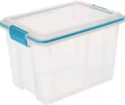 Walmart Sterilite 20 Quart Gasket Box, Weather-Resistant Clear Storage Bin with Lid, Blue offer