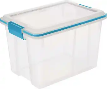 Walmart Sterilite 20 Quart Gasket Box, Weather-Resistant Clear Storage Bin with Lid, Blue offer