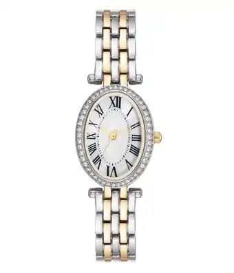 Walmart Time and Tru Heirloom Collection: Two-Tone Bracelet Wristwatch with Oval Crystal Bezel for Women offer