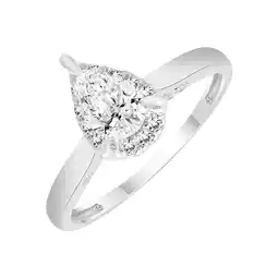 Walmart Brilliance Fine Jewelry Pear Cut 1 Carat Lab Grown Diamond Halo Bridal Ring in Sterling Silver offer