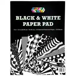 Walmart Smarts & Crafts Black and White Craft Paper Pad, 20 Designs, 100 Sheets offer