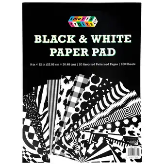 Walmart Smarts & Crafts Black and White Craft Paper Pad, 20 Designs, 100 Sheets offer
