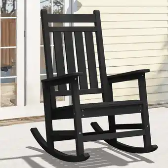 Walmart JUSTLET Outdoor Slat Rocking Chair, HDPE Plastic Porch Rocker, Black offer