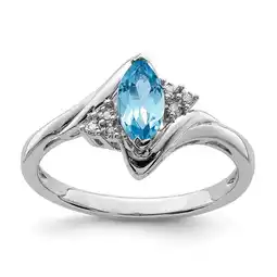 Walmart 925 Sterling Silver Diamond and Light Blue Topaz Ring Size 6 Measures 2mm Wide - Ring for Women offer