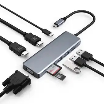 Walmart TOTU 9 in 1 USB C Hub Triple Display Laptop Docking Station offer