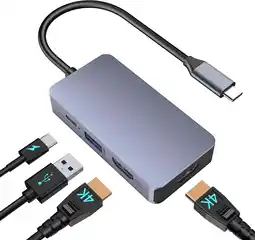 Walmart TOTU 4 in 1 USB C Hub, Docking Station, USB C Adapter with Dual 4K HDMI Ports offer