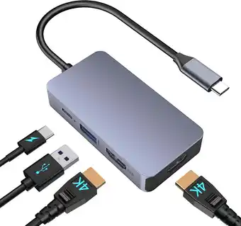 Walmart TOTU 4 in 1 USB C Hub, Docking Station, USB C Adapter with Dual 4K HDMI Ports offer
