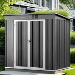 Walmart Aiho 6x4 ft Galvanized Storage Shed | Weatherproof Design + Secure Lock, Dark Grey offer