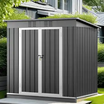 Walmart Aiho 6x4 ft Galvanized Storage Shed | Weatherproof Design + Secure Lock, Dark Grey offer