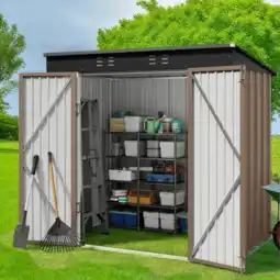Walmart Aiho 8x6 ft Secure Storage Shed w/Reinforced Base - All-Weather Tool/Pet/Trash Shelter, Gray offer