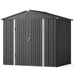 Walmart Aiho 8x6 ft Secure Storage Shed w/Reinforced Base - All-Weather Tool/Pet/Trash Shelter, Gray offer