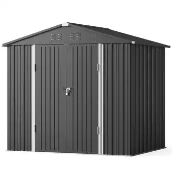Walmart Aiho 8x6 ft Secure Storage Shed w/Reinforced Base - All-Weather Tool/Pet/Trash Shelter, Gray offer