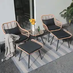 Walmart JOIVI 5-Piece Outdoor Patio Furniture Set, PE Rattan Wicker Small Set Porch, Cushioned Patio Chairs offer