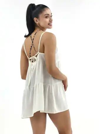 Walmart No Boundaries Tiered Coverup Dress with Tie Back, Women's offer