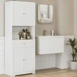 Walmart Homfa 67.5 Tall Bathroom Storage Cabinet with Drawer, 4 Door Modern Freestanding Cupboard, White offer