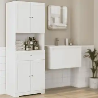 Walmart Homfa 67.5 Tall Bathroom Storage Cabinet with Drawer, 4 Door Modern Freestanding Cupboard, White offer