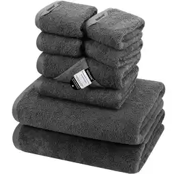 Walmart SEMAXE 8 Count Bath Towel Set, Gray Cotton Towel for Bathroom offer