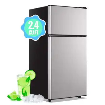 Walmart DEMULLER 2.4 Cu.ft Refrigerator, Mini Small Fridge with Freezer Personal Fridge New Silver offer