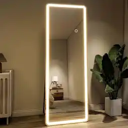 Walmart BEAUTYPEAK 64 x 21 LED Rectangular Full Length Mirror Standing Floor Mirror with Safe Corners,White offer