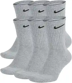 Walmart NIKE Unisex Performance Cushion Crew Socks with Bag (6 Pairs), Dark Grey Heather/Black, Medium offer