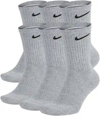 Walmart NIKE Unisex Performance Cushion Crew Socks with Bag (6 Pairs), Dark Grey Heather/Black, Medium offer